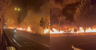 ইরানের তেল ডিপোতে হামলার পর তেহরানে সড়কজুড়ে আগুন